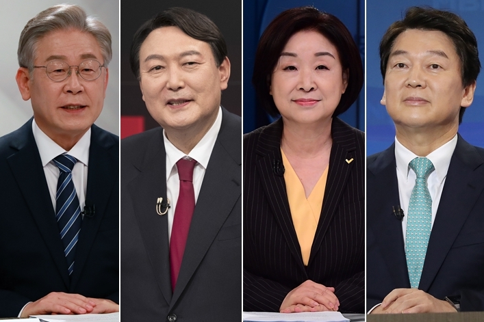 왼쪽부터 이재명, 윤석열, 심상정, 안철수 제20대 대선후보(연합뉴스 자료사진)